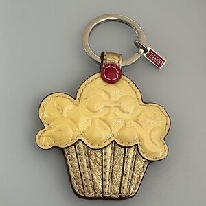 Coach Yellow & Gold Cupcake Keyring with Red Accent